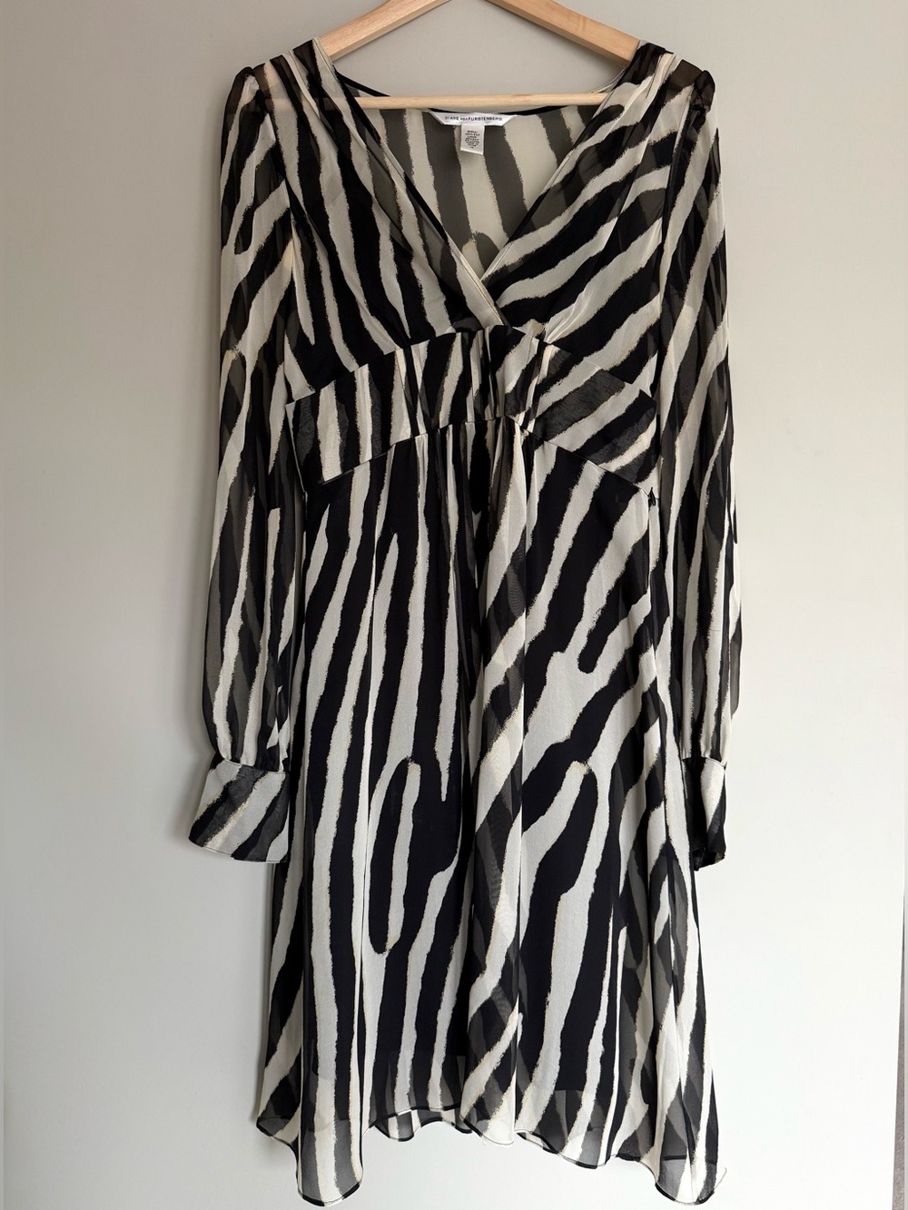 Diane Von Furstenberg Black and White Striped Silk Dress
